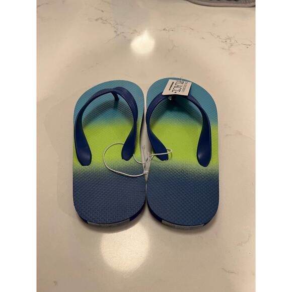 NWT The Children's Place Kids 12-13 Blue Green Flip Flops - Picture 3 of 6